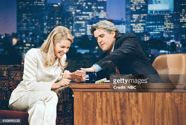 Episode 759 -- Pictured: Actress Bridgette Wilson during an interview with host Jay Leno on September 4, 1995 --