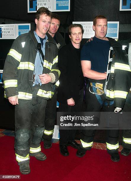 Steve Buscemi of Double Whammy with firefighters from Ladder Co. 10