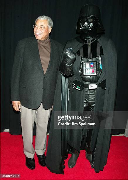 James Earl Jones & Darth Vader during Star Wars: Episode II - Attack of the Clones Charity Premiere - New York at Tribeca Performing Arts Center in...