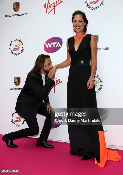 Bob Sinclair and Ana Ivanovic attends the WTA Pre-Wimbledon party at Kensington Roof Gardens on June 19, 2014 in London, England.