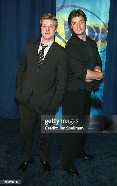 Alan Tudyk & Nathan Fillion during Fox Television 2002-2003 Upfront Party - Arrivals at Pier 88 in New York City, New York, United States.