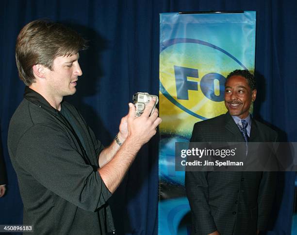 Nathan Fillion video tapping Giancarlo Esposito during Fox Television 2002-2003 Upfront Party - Arrivals at Pier 88 in New York City, New York,...