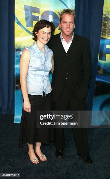 Sarah Clarke & Kiefer Sutherland during Fox Television 2002-2003 Upfront Party - Arrivals at Pier 88 in New York City, New York, United States.