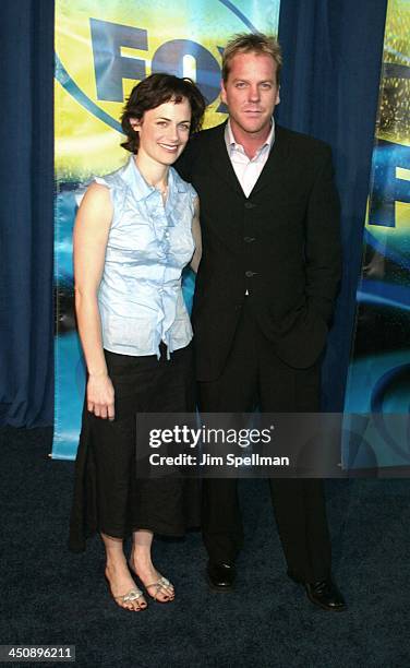 Sarah Clarke & Kiefer Sutherland during Fox Television 2002-2003 Upfront Party - Arrivals at Pier 88 in New York City, New York, United States.