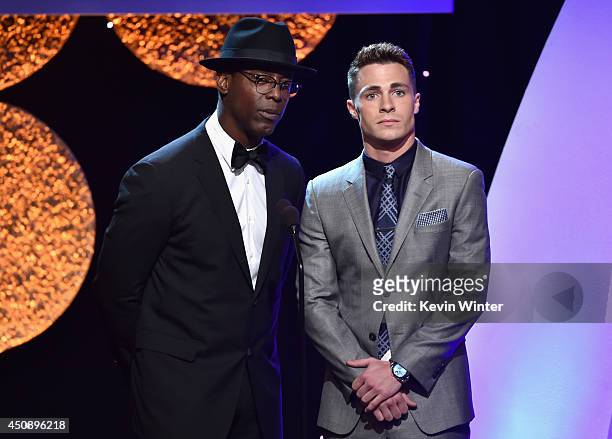 Actors Isaiah Washington and Colton Haynes speak onstage during the 4th Annual Critics' Choice Television Awards at The Beverly Hilton Hotel on June...