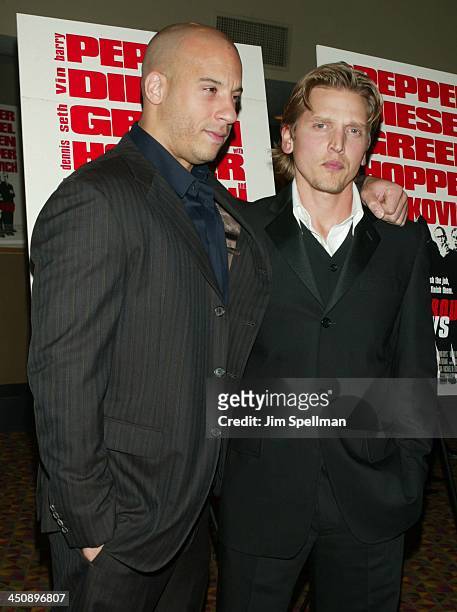 Vin Diesel & Barry Pepper during Knockaround Guys Premiere - New York at AMC Empire 25 Theatre in New York City, New York, United States.