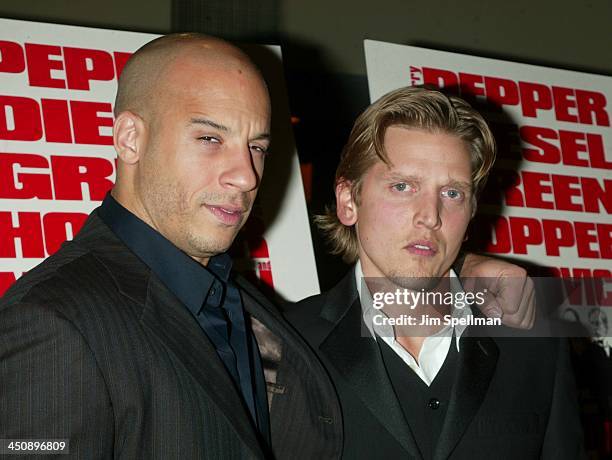 Vin Diesel & Barry Pepper during Knockaround Guys Premiere - New York at AMC Empire 25 Theatre in New York City, New York, United States.