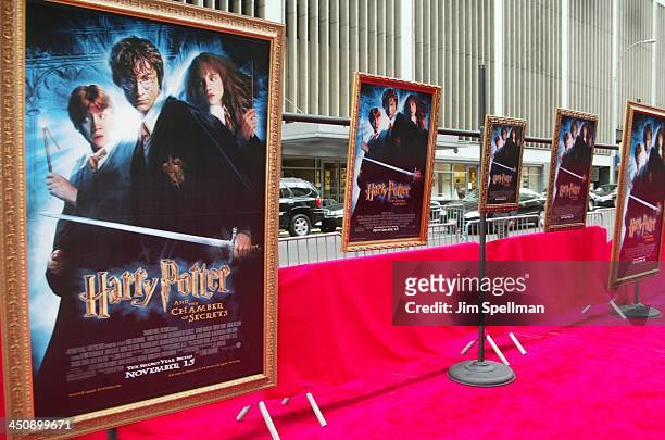 Harry Potter and the Chamber of Secrets posters during Harry Potter and the Chamber of Secrets New York Premiere - Arrivals at The Ziegfeld Theatre...