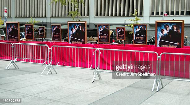Harry Potter and the Chamber of Secrets posters during Harry Potter and the Chamber of Secrets New York Premiere - Arrivals at The Ziegfeld Theatre...