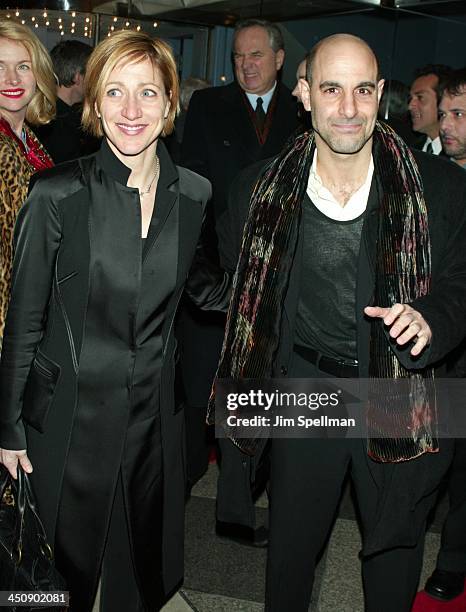 Edie Falco & Stanley Tucci during The Hours New York City Premiere - Arrivals at The Paris Theater in New York City, New York, United States.