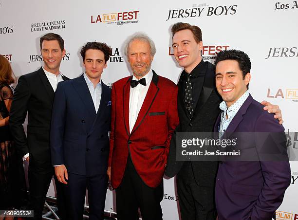 Actors Michael Lomenda, Vincent Piazza, producer/director Clint Eastwood and actors Erich Bergen and John Lloyd Young attend the closing night film...