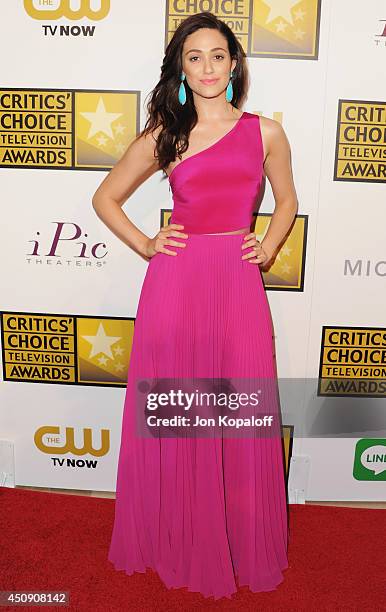 Actress Emmy Rossum arrives at the 4th Annual Critics' Choice Television Awards at The Beverly Hilton Hotel on June 19, 2014 in Beverly Hills,...