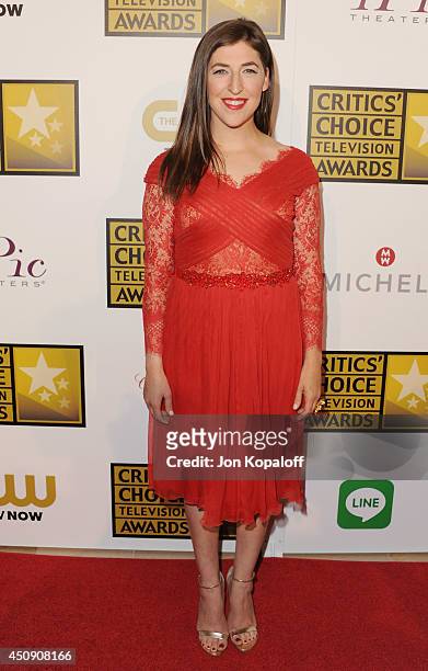 Actress Mayim Bialik arrives at the 4th Annual Critics' Choice Television Awards at The Beverly Hilton Hotel on June 19, 2014 in Beverly Hills,...