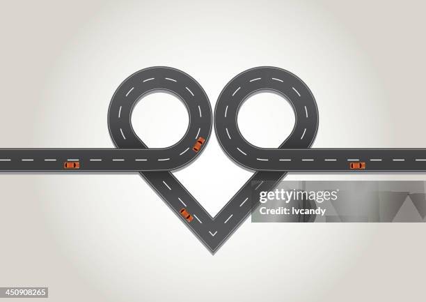 illustrazioni stock, clip art, cartoni animati e icone di tendenza di strada a forma di cuore - overpass road