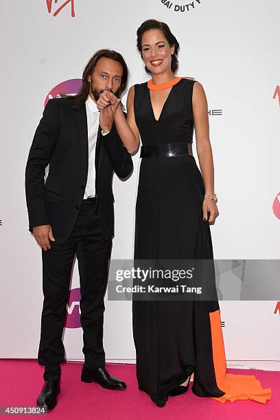 Bob Sinclair and Ana Ivanovic attend the WTA Pre-Wimbledon party at Kensington Roof Gardens on June 19, 2014 in London, England.