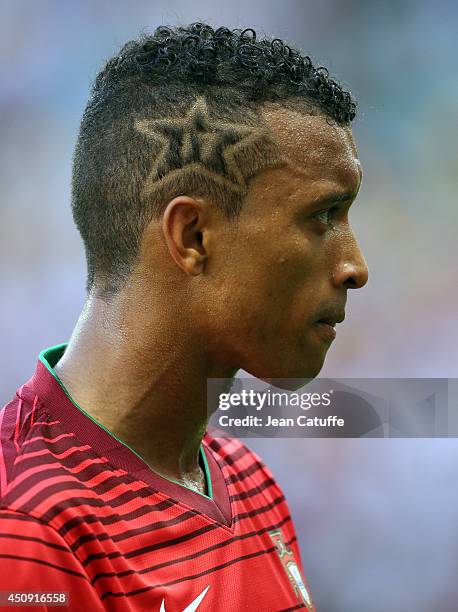 Nani of Portugal looks on during the 2014 FIFA World Cup Brazil Group G match between Germany and Portugal at Arena Fonte Nova on June 16, 2014 in...