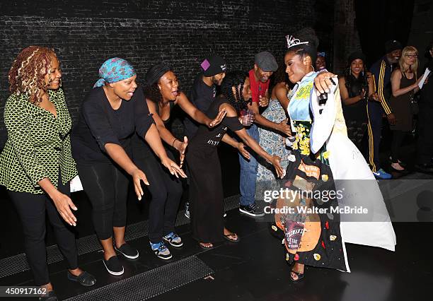 Tonya Pinkins and Tracee Beazer with cast and guests during the Opening Night Actors' Equity Gypsy Robe Ceremony honoring Tracee Beazer for 'Holler...