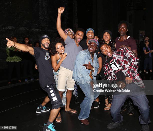 Saul Williams with fellow cast members making their Broadway debuts during the Opening Night Actors' Equity Gypsy Robe Ceremony honoring Tracee...