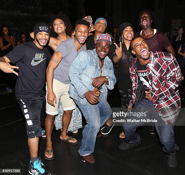 Saul Williams with fellow cast members making their Broadway debuts during the Opening Night Actors' Equity Gypsy Robe Ceremony honoring Tracee...