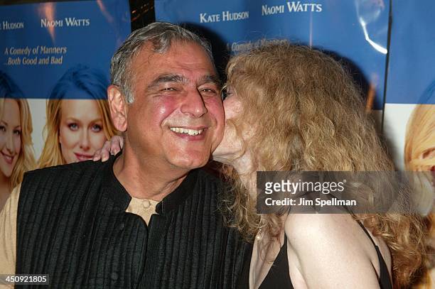 Producer Ismail Merchant kissed by Mia Farrow during Le Divorce - New York Premiere - Outside Arrivals at The Paris Theater in New York City, New...