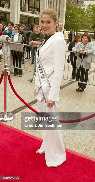 Justine Pasek, Miss Universe during NBC 2003-2004 Upfront at The Metropolitan Opera House lincoln Center in New York City, New York USA.