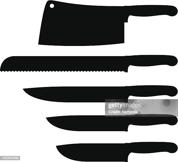 kitchen knife silhouettes - table knife stock illustrations