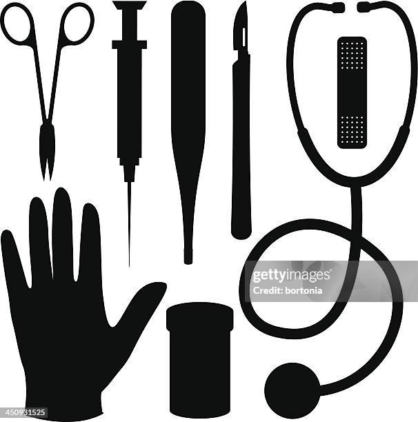 medical supply silhouetten - skalpell stock-grafiken, -clipart, -cartoons und -symbole