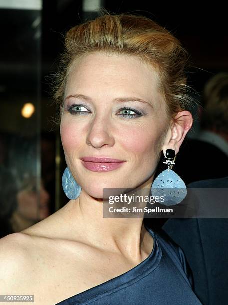 Cate Blanchett during Master and Commander The Far Side of the World Screening - Outside Arrivals at Beekman Theatre in New York City, New York,...
