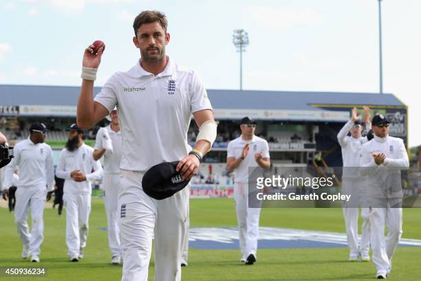 Liam Plunkett of England leaves the field after picking up a five wicket haul during day one of 2nd Investec Test match between England and Sri Lanka...