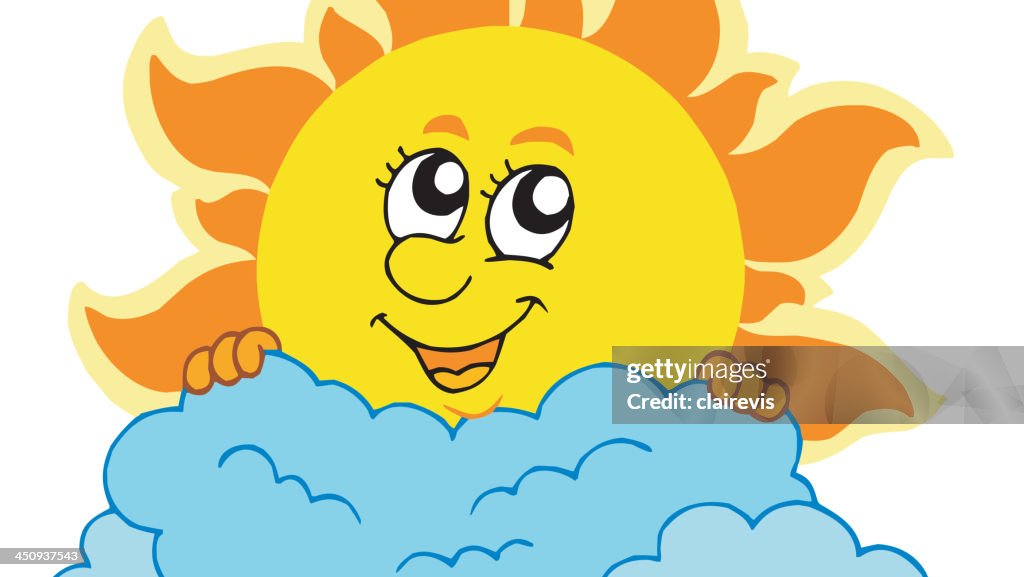 Adorables Dibujos Animados De Sol Con Nubes Ilustración de stock - Getty  Images