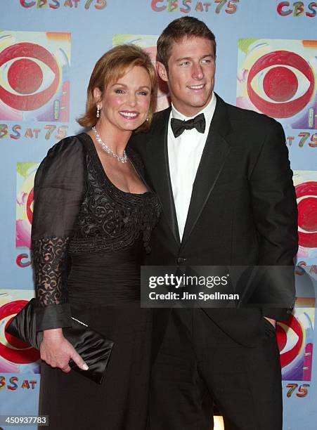 Phyllis George and son Lincoln during CBS at 75 at Hammerstein Ballroom in New York City, New York, United States.