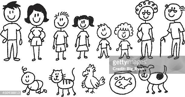 stick figure family - family stock illustrations