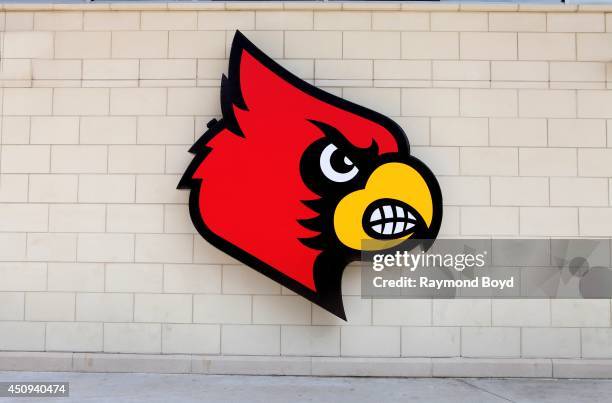 Louisville Cardinals logo at KFC Yum Center, home of the Louisville Cardinals basketball team on May 30, 2014 in Louisville, Kentucky.