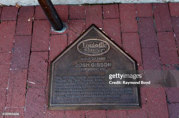 Louisville Slugger's walk of fame honors Josh Gibson with baseball bat and home plate plaque on May 31, 2014 in Louisville, Kentucky.