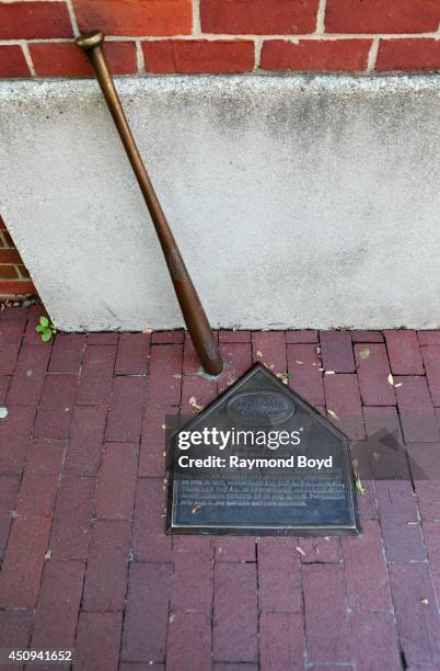 Louisville Slugger's walk of fame honors Babe Ruth with baseball bat and home plate plaque on May 31, 2014 in Louisville, Kentucky.