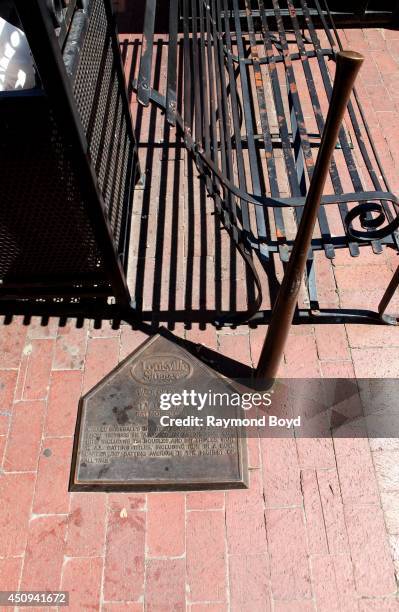 Louisville Slugger's walk of fame honors Ty Cobb with baseball bat and home plate plaque on May 31, 2014 in Louisville, Kentucky.