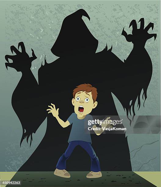 child's scary monster imagination - teenage boys stock illustrations