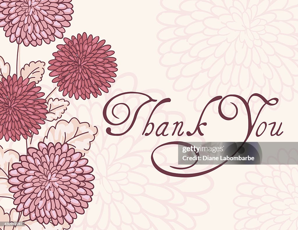 Pink Chrysanthemum Thank You Card