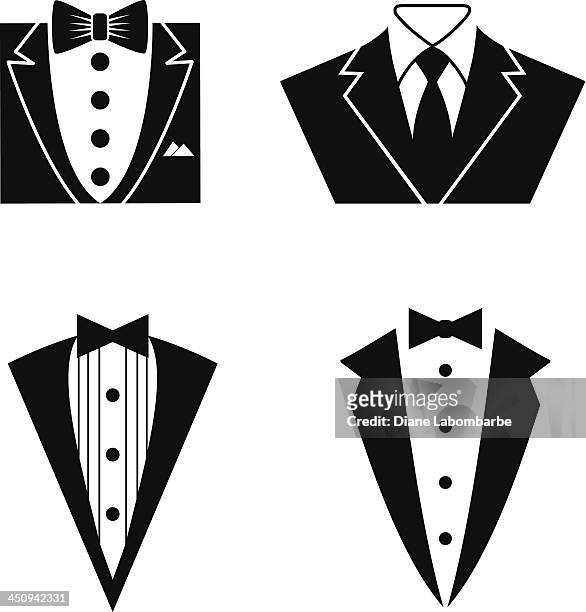 tuxedo icon set - dinner jacket stock illustrations