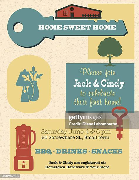 housewarming invitation template - house warming stock illustrations