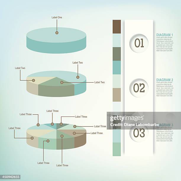 stockillustraties, clipart, cartoons en iconen met infographic option tabs & pie charts - 3d pie chart