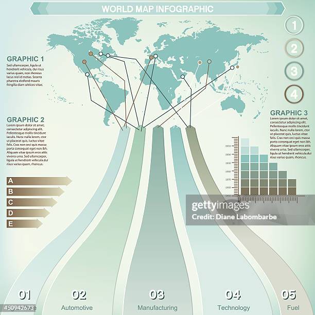 infographic option tabs and world map - scale infographic stock illustrations