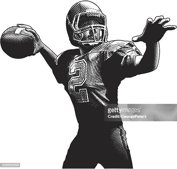 quarterback passing - american football player white background stock illustrations