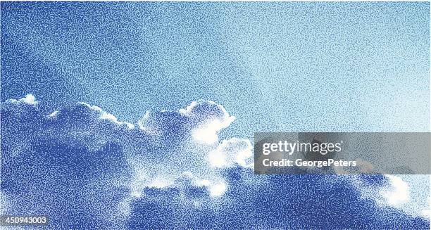 cloudscape stipple - fluffy clouds stock illustrations