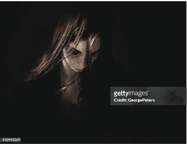 portrait of a businesswoman stuggling with decisions - depression sadness stock illustrations
