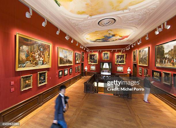 View of the Staircase Gallery in the Mauritshuis Museum on June 20, 2014 in The Hague, Netherlands. The museum's houses masterpieces including...