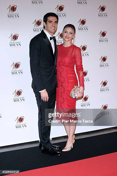 Ricardo Kaka and Caroline Celico attend the Fondazione Milan 10th Anniversary Gala photocall on November 20, 2013 in Milan, Italy.