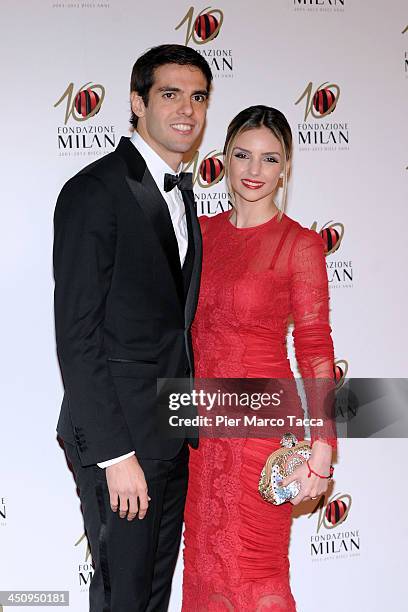 Ricardo Kaka and Caroline Celico attend the Fondazione Milan 10th Anniversary Gala photocall on November 20, 2013 in Milan, Italy.