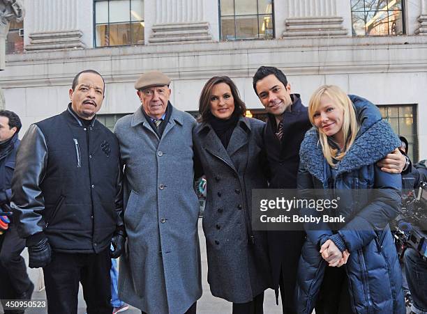 Ice-T, Dann Florek, Mariska Hargitay, Danny Pino and Kelli Giddish on the set of "Law & Order SVU" on November 20, 2013 in New York City.