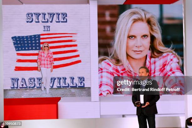 Presenter of the show Michel Drucker attends the 'Vivement Dimanche' French TV Show, held at Pavillon Gabriel on November 20, 2013 in Paris, France.